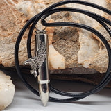 Admiral / Mens Necklace Genuine Italian Leather Surgical steel Eagle Bullet pendant