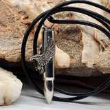 Admiral / Mens Necklace Genuine Italian Leather Surgical steel Eagle Bullet pendant