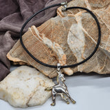 Mustang / Boho Man Artisan Necklace BLACK Italian Leather Vintage Pendant Men's Jewelry