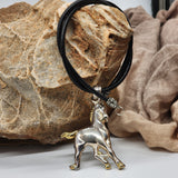 Mustang / Boho Man Artisan Necklace BLACK Italian Leather Vintage Pendant Men's Jewelry