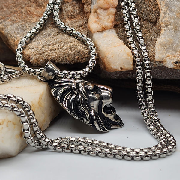 Knowledge / Chain Necklace For Mens Massive Necklace Hypoallergenic Lion Head Gift for Man