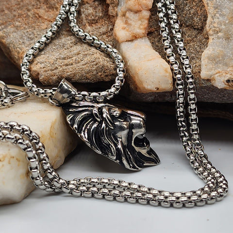 Knowledge / Chain Necklace For Mens Massive Necklace Hypoallergenic Lion Head Gift for Man