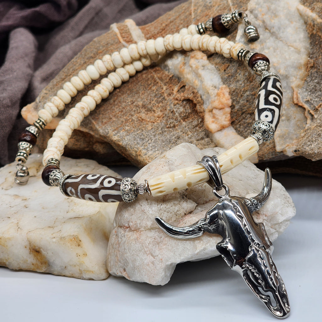 Los Alamos / Bohemian Mens Necklace Natural Stones Chocker Massive Man necklace
