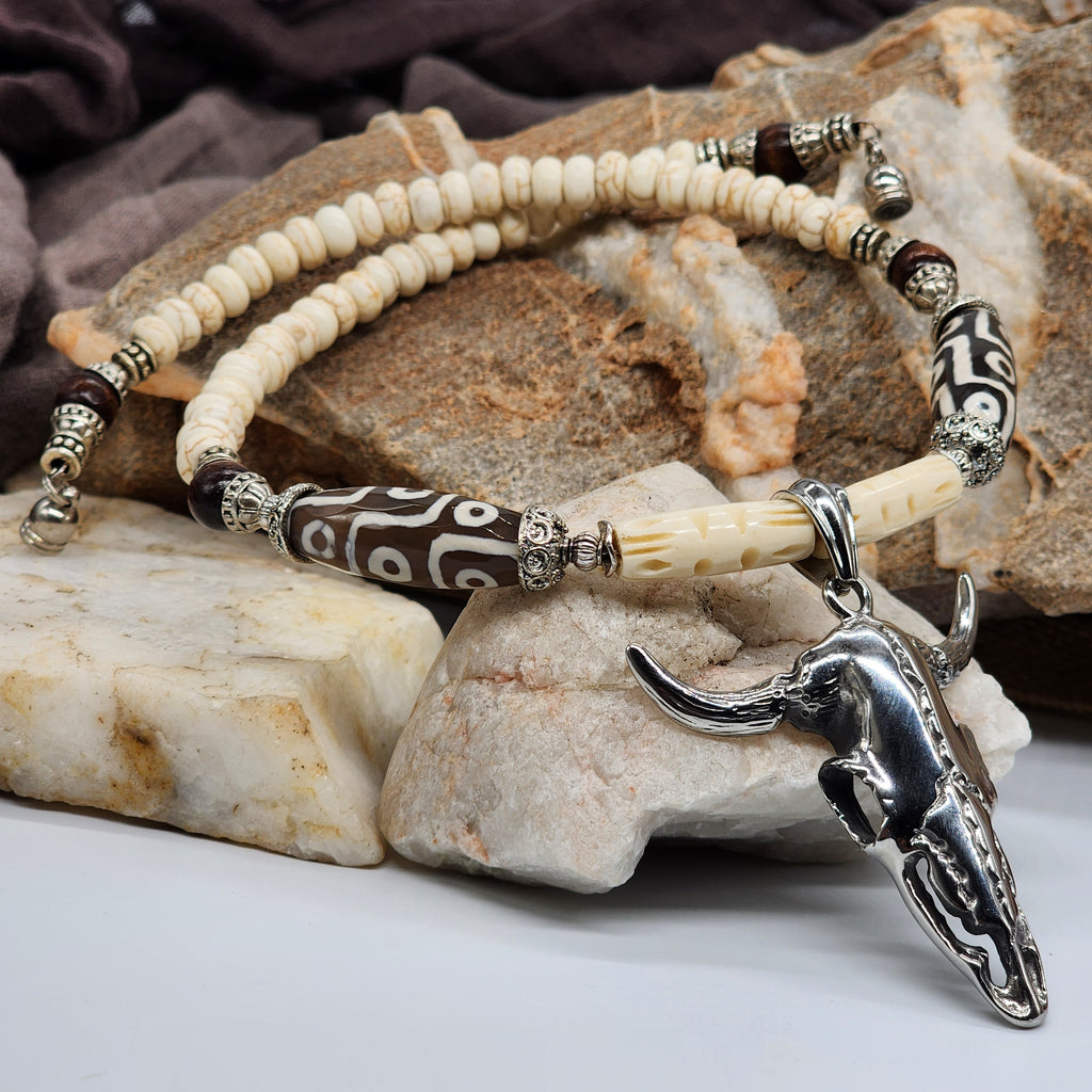 Los Alamos / Bohemian Mens Necklace Natural Stones Chocker Massive Man necklace