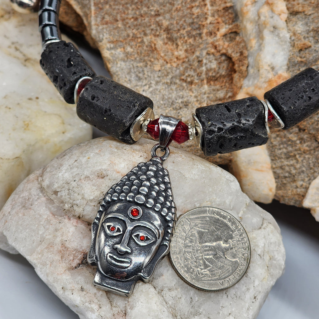 Mahabharata /  Mens Necklace Buddha Head Pendant Jewelry Tsoukalos Ancient Aliens Boho