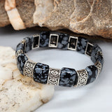 The Gravity / Elegant Men's Bracelet Size 8 Genuine Obsidian Stone Mens Gift Silver Jewelry