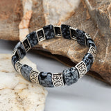 The Gravity / Elegant Men's Bracelet Size 8 Genuine Obsidian Stone Mens Gift Silver Jewelry