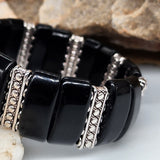 Black Opium / Men's Bracelet Men's Beaded Black Onyx Stone Jewelry Artisan Boho Men
