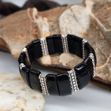 Black Opium / Men's Bracelet Men's Beaded Black Onyx Stone Jewelry Artisan Boho Men