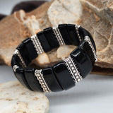 Black Opium / Men's Bracelet Men's Beaded Black Onyx Stone Jewelry Artisan Boho Men