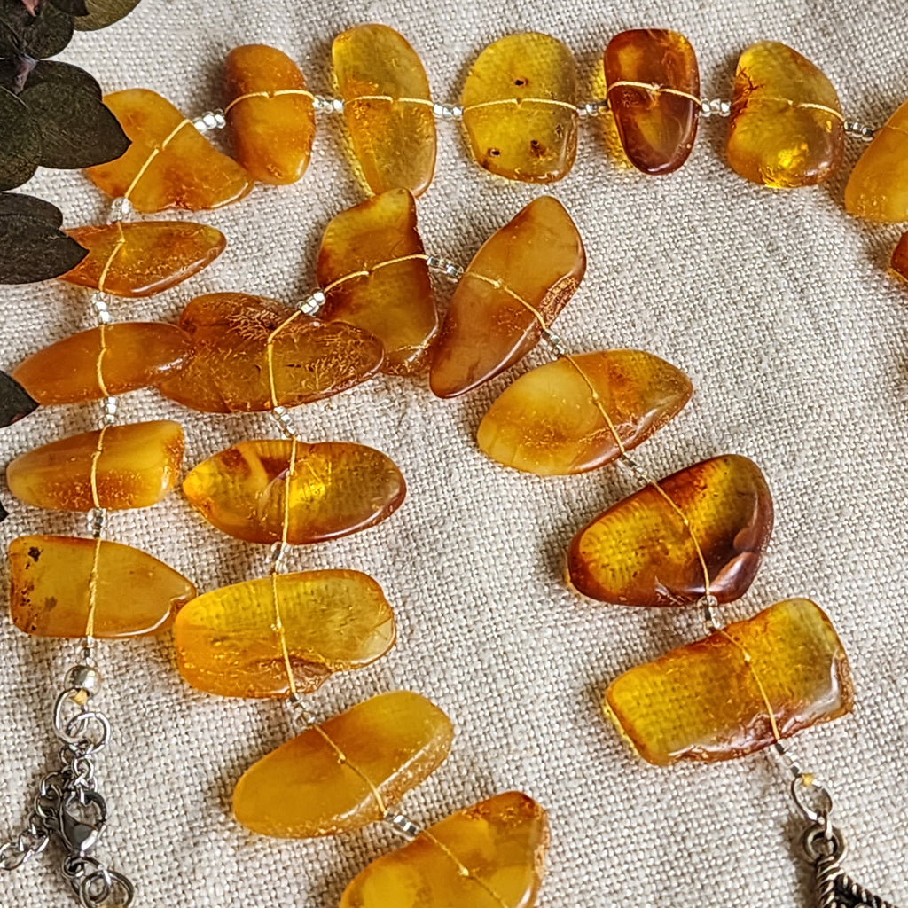 Sun-Drenched / Designer Jewelry Raw Amber Nuggets Stone Pendant Hypoallergenic Jewelry Necklace Natural Amber Gift for Momen