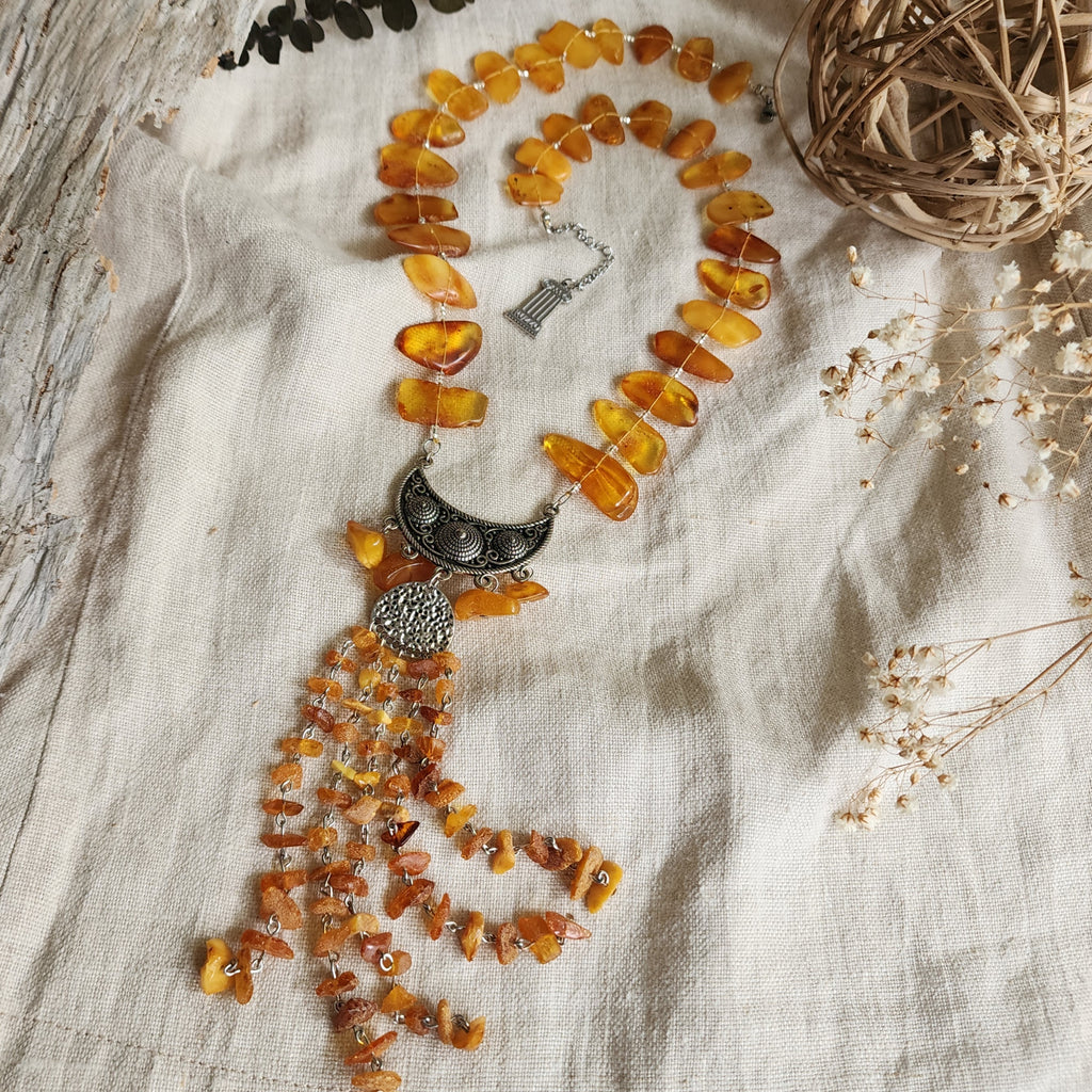 Sun-Drenched / Designer Jewelry Raw Amber Nuggets Stone Pendant Hypoallergenic Jewelry Necklace Natural Amber Gift for Momen