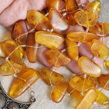 Sun-Drenched / Designer Jewelry Raw Amber Nuggets Stone Pendant Hypoallergenic Jewelry Necklace Natural Amber Gift for Momen