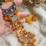 Sun-Drenched / Designer Jewelry Raw Amber Nuggets Stone Pendant Hypoallergenic Jewelry Necklace Natural Amber Gift for Momen