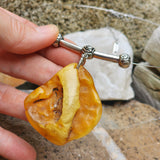 Petra / Designer Jewelry Raw Amber Stone Pendant Hypoallergenic Necklace with Natural Amber Gift for Momen