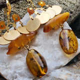 The Magic Of Wealth / Designer Jewelry Raw Amber Stone Earrings Hypoallergenic Jewelry Natural Amber Gift for Momen