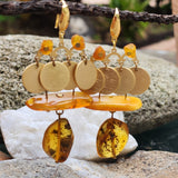 The Magic Of Wealth / Designer Jewelry Raw Amber Stone Earrings Hypoallergenic Jewelry Natural Amber Gift for Momen