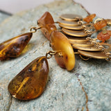 The Magic Of Wealth / Designer Jewelry Raw Amber Stone Earrings Hypoallergenic Jewelry Natural Amber Gift for Momen
