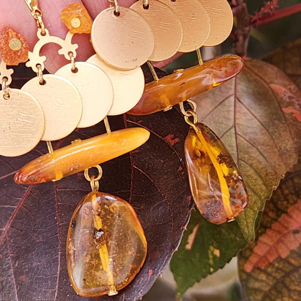 The Magic Of Wealth / Designer Jewelry Raw Amber Stone Earrings Hypoallergenic Jewelry Natural Amber Gift for Momen