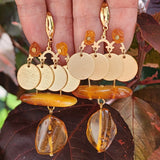 The Magic Of Wealth / Designer Jewelry Raw Amber Stone Earrings Hypoallergenic Jewelry Natural Amber Gift for Momen