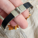 Belemnite / 6 / Designer Jewelry Raw Amber Stone Hypoallergenic Bracelet with Natural Amber Gift for Momen