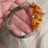 Belemnite / 6 / Designer Jewelry Raw Amber Stone Hypoallergenic Bracelet with Natural Amber Gift for Momen