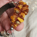 Belemnite / 6 / Designer Jewelry Raw Amber Stone Hypoallergenic Bracelet with Natural Amber Gift for Momen