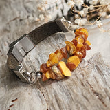 Belemnite / 6 / Designer Jewelry Raw Amber Stone Hypoallergenic Bracelet with Natural Amber Gift for Momen