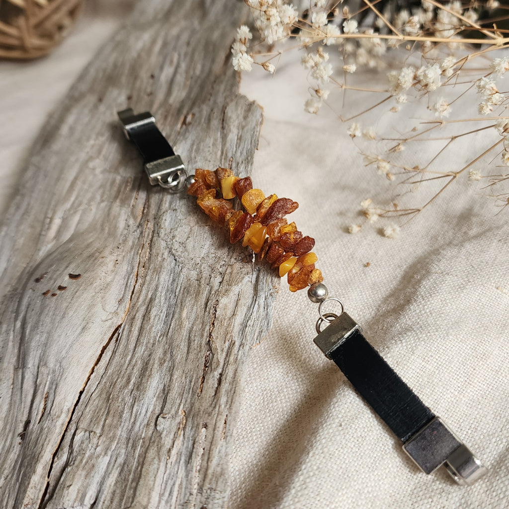 Belemnite / 6 / Designer Jewelry Raw Amber Stone Hypoallergenic Bracelet with Natural Amber Gift for Momen