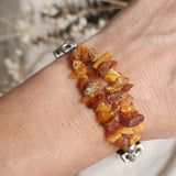 Belemnite / 6 / Designer Jewelry Raw Amber Stone Hypoallergenic Bracelet with Natural Amber Gift for Momen