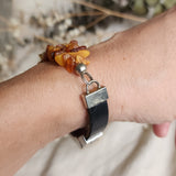 Belemnite / 6 / Designer Jewelry Raw Amber Stone Hypoallergenic Bracelet with Natural Amber Gift for Momen