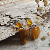 Cinnamon / Designer Jewelry Raw Amber Stone Artisan Earrings Hypoallergenic Jewelry with Natural Amber Gift for Momen