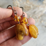 Cinnamon / Designer Jewelry Raw Amber Stone Artisan Earrings Hypoallergenic Jewelry with Natural Amber Gift for Momen
