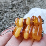 Ear Candy / Designer Jewelry Raw Amber Stone Earrings Hypoallergenic Surgical Steel Hooks Natural Amber Gift for Momen