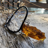 Bohemian Lover / Designer Jewelry Raw Amber Nugget Pendant Hypoallergenic Surgical Steel Necklace Natural Amber Gift for Momen