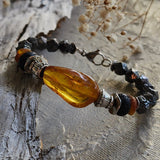 For My One And Only / Designer Jewelry Raw Amber Stone Bracelet Hypoallergenic Leather Bracelet with Natural Amber Gift for Momen