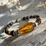 For My One And Only / Designer Jewelry Raw Amber Stone Bracelet Hypoallergenic Leather Bracelet with Natural Amber Gift for Momen