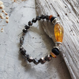 For My One And Only / Designer Jewelry Raw Amber Stone Bracelet Hypoallergenic Leather Bracelet with Natural Amber Gift for Momen