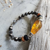 For My One And Only / Designer Jewelry Raw Amber Stone Bracelet Hypoallergenic Leather Bracelet with Natural Amber Gift for Momen