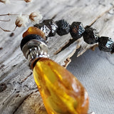 For My One And Only / Designer Jewelry Raw Amber Stone Bracelet Hypoallergenic Leather Bracelet with Natural Amber Gift for Momen