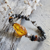 For My One And Only / Designer Jewelry Raw Amber Stone Bracelet Hypoallergenic Leather Bracelet with Natural Amber Gift for Momen