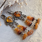 Grand Splendor / Designer Jewelry Raw Amber Stone Earrings Hypoallergenic Artisan Earrings with Natural Amber Gift for Momen