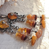 Grand Splendor / Designer Jewelry Raw Amber Stone Earrings Hypoallergenic Artisan Earrings with Natural Amber Gift for Momen