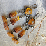 Grand Splendor / Designer Jewelry Raw Amber Stone Earrings Hypoallergenic Artisan Earrings with Natural Amber Gift for Momen