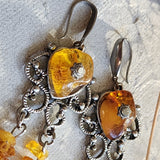 Grand Splendor / Designer Jewelry Raw Amber Stone Earrings Hypoallergenic Artisan Earrings with Natural Amber Gift for Momen