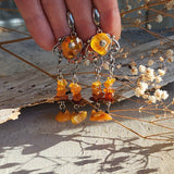 Grand Splendor / Designer Jewelry Raw Amber Stone Earrings Hypoallergenic Artisan Earrings with Natural Amber Gift for Momen