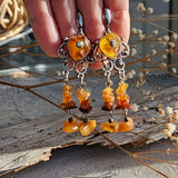 Grand Splendor / Designer Jewelry Raw Amber Stone Earrings Hypoallergenic Artisan Earrings with Natural Amber Gift for Momen