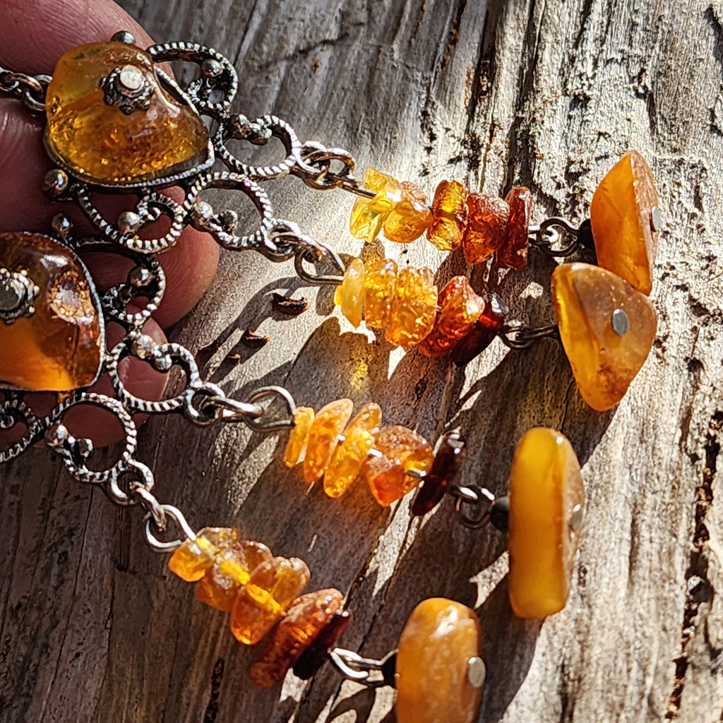 Grand Splendor / Designer Jewelry Raw Amber Stone Earrings Hypoallergenic Artisan Earrings with Natural Amber Gift for Momen