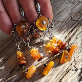 Grand Splendor / Designer Jewelry Raw Amber Stone Earrings Hypoallergenic Artisan Earrings with Natural Amber Gift for Momen