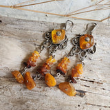 Grand Splendor / Designer Jewelry Raw Amber Stone Earrings Hypoallergenic Artisan Earrings with Natural Amber Gift for Momen